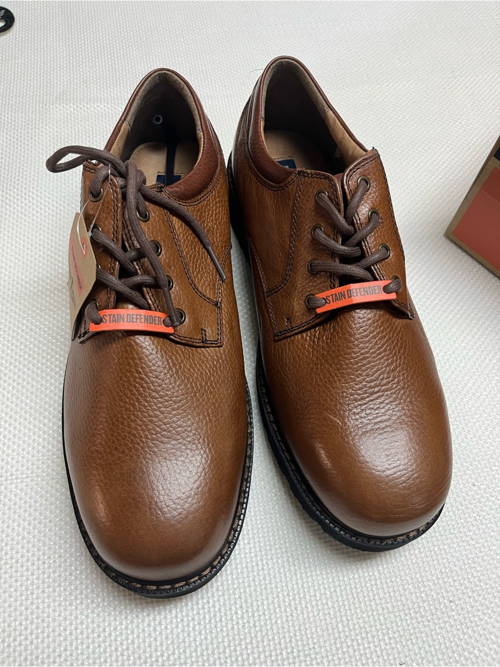 Dockers Men's Brown Leather Lace-Up Stain Defender Oxfords 12W